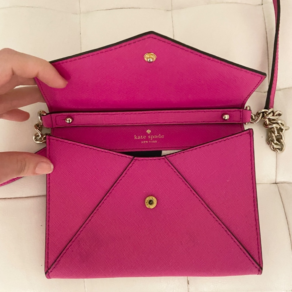 kate spade Hot Pink Envelope Crossbody with Gold Chain - Picture 4 of 5